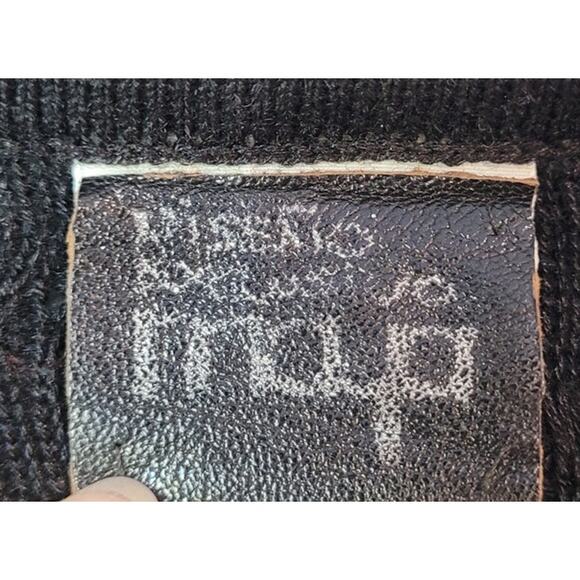 VTG 80s Black Knit Blouse Embroidered Appliqué Women’s Sz M Boho Retro Statement - Picture 5 of 8